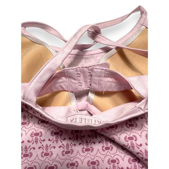 Athleta Pink Floral Crisscross Tank Top W/ Built in Bra Size 34B - Picture 6 of 7